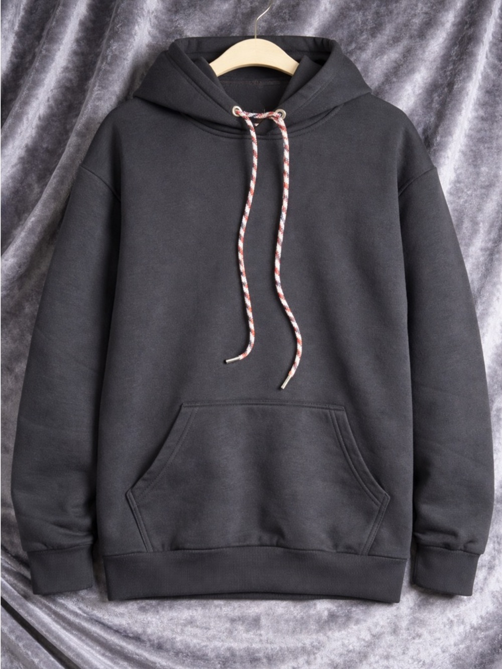 Hoodie with Contrast RED WHITE and BLUE Crystal Drawcord